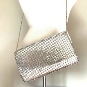 Jessica McClintock Crossbody Bag Metal Mesh Festival Purse Clutch NYE Party